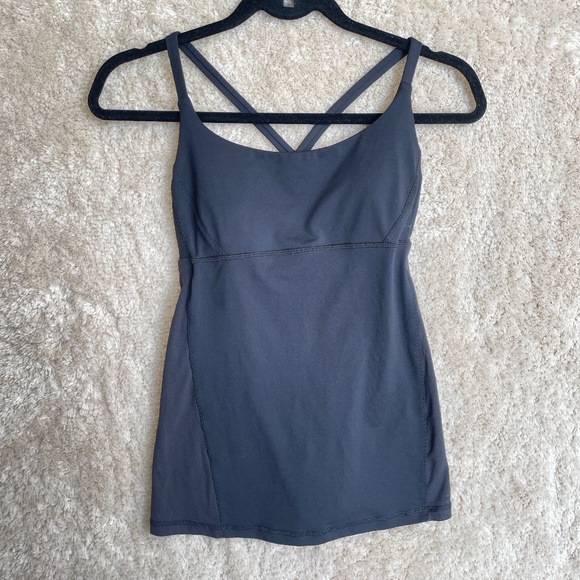 Lululemon Active Tank Tops Racerback Strappy Womens Black Size 4 Padded - Picture 1 of 9